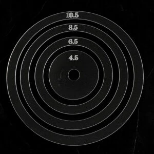 Clear acrylic cake frosting rings set displayed on a table, showing multiple ring sizes for even tiered cake stacking.